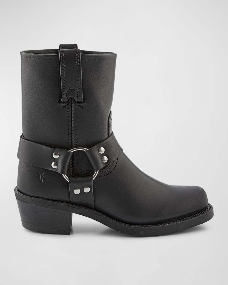 Leather Short Harness Moto Boots